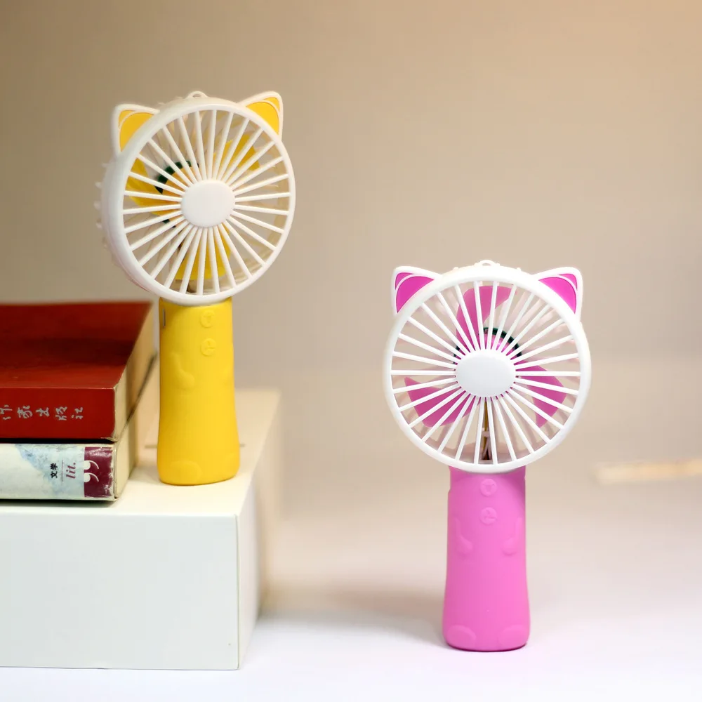 

New Style Kitty Colorful Light Small Fan Mini USB Rechargeable Portable Small Fan Gift Gift-Logo