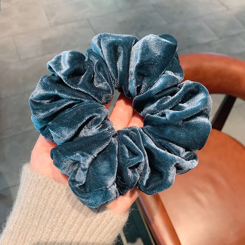 hair clips for thick hair Oversized Velvet Hair Scrunchies for Women Solid Big Scrunchie Hair Rubber Bands Elastic Hair Ties Accessories Ponytail Holder hair band for women