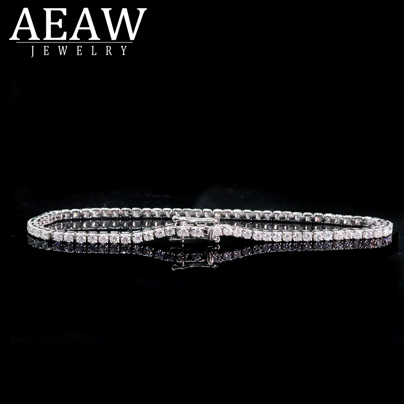 AEAW Solid 14K желтое золото DF 3 мм Moissanite лабораторный алмаз свадебный ободок браслет для женщин день рождения ювелирные изделия подарок