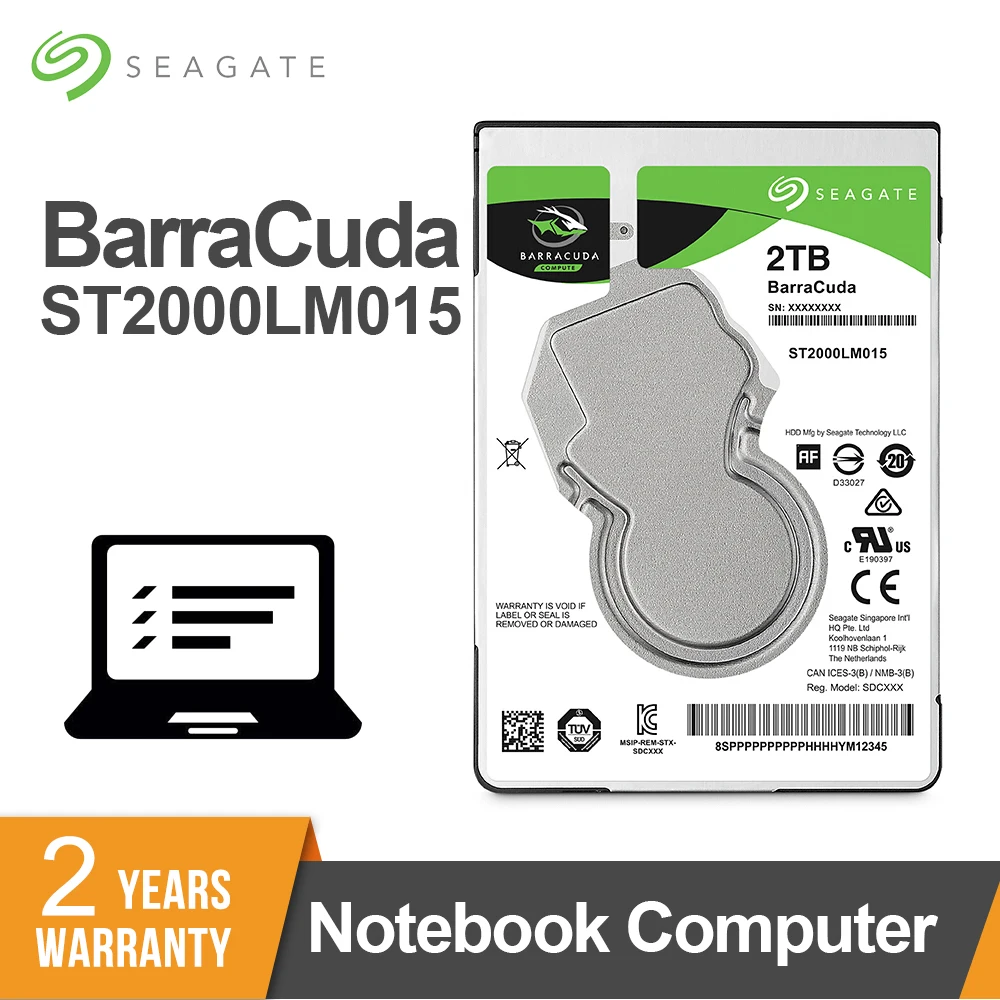 Внутренний жесткий диск Seagate для ноутбука ST2000LM015 2 ТБ 5 дюйма SATA3 7 мм 5400 об/мин 6 8 128