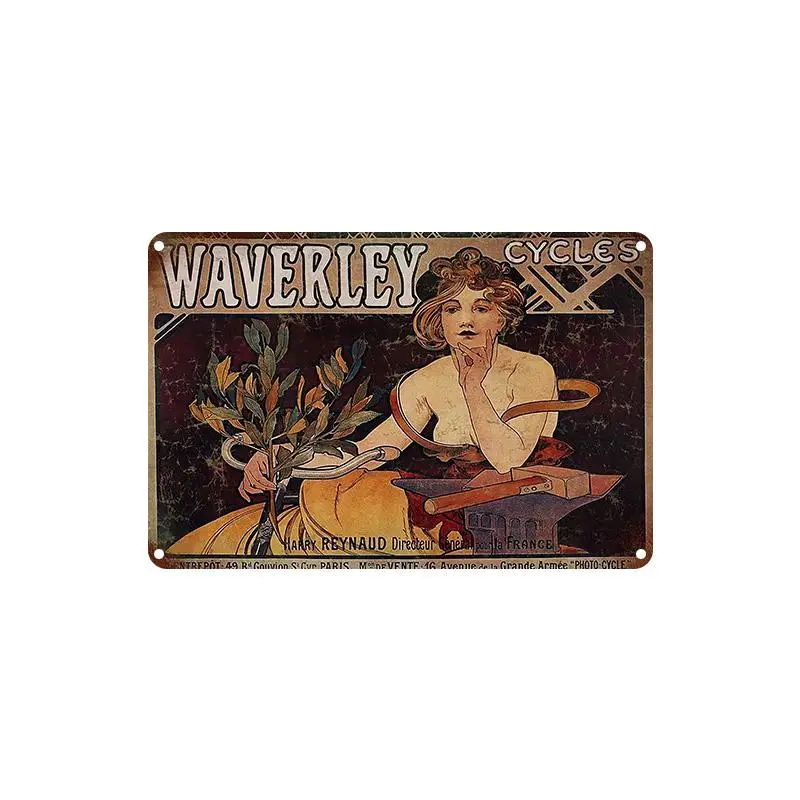 Waverley Cycles металлическая жестяная вывеска бар паб человек пещера клуб Кафе Кухня Настенный декор - Цвет: Красный
