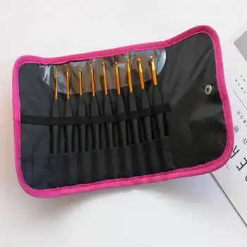 

DONYAMY 9pcs/set TPR Silicone Soft Handle Aluminum Crochets Hook DIY Knitting Sweater Needle Home Crafts Tools With package