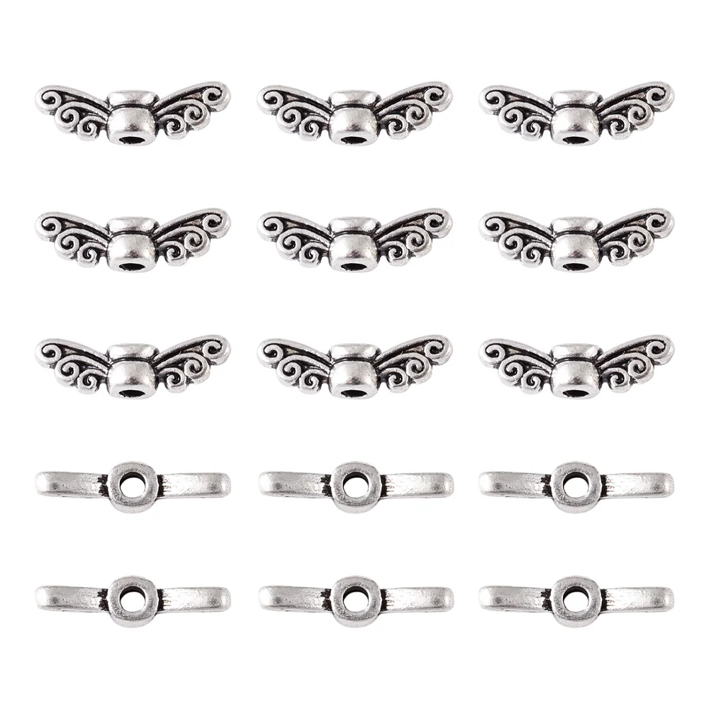 

20pcs Tibetan Style Silver Color Barrel Elephant Wing Beads Vintage Alloy Spacer DIY Beads for Jewelry Making