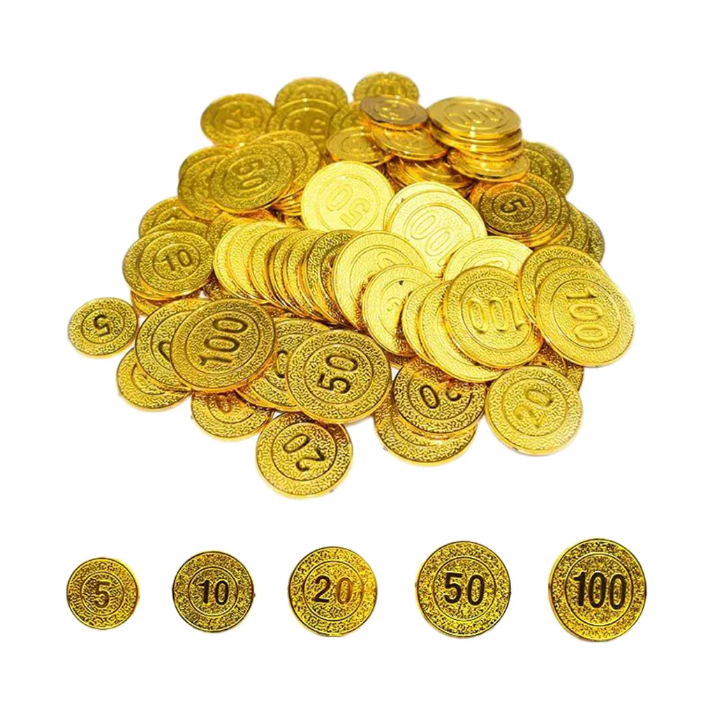 100Pcs/set Poker Chips 5 10 20 50 100 Casino Game Chips Pirate Coins