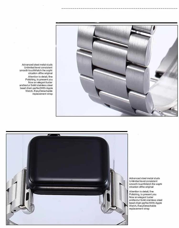 Apple Watch ремешок из нержавеющей стали iWatch металлический розовый 38 40 42 44 Пряжка apple