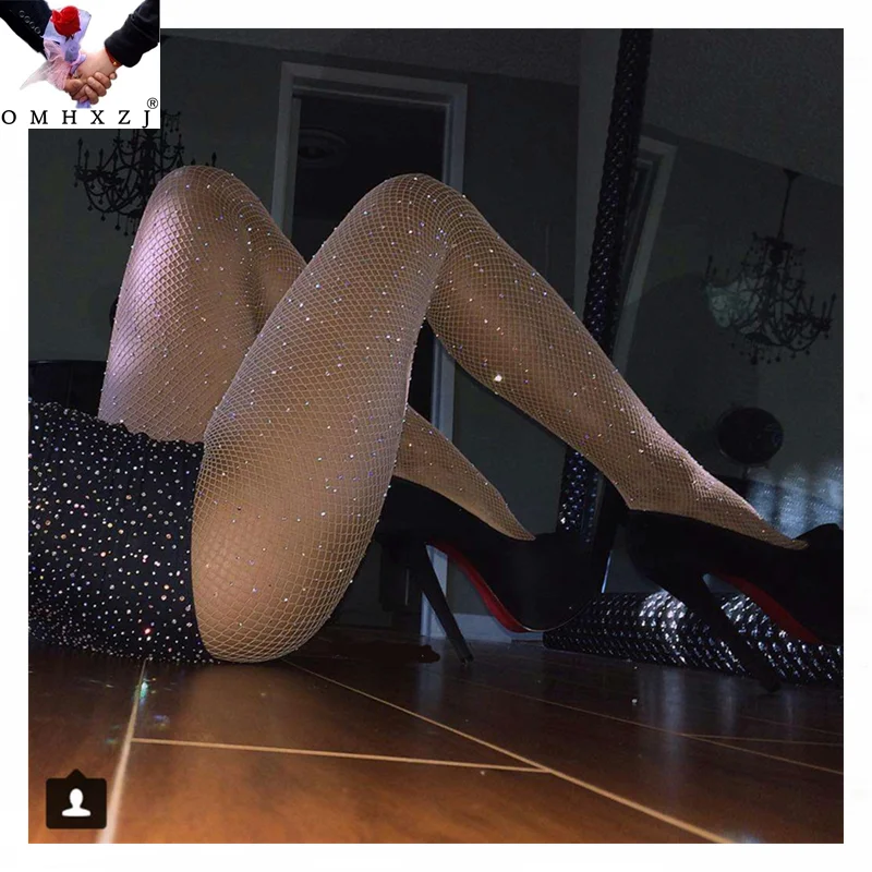 

OMHXZJ EL08 Wholesale Explosive Sexy Stockings Gypsophila Color Zircon Fishing Net Set W28 One size