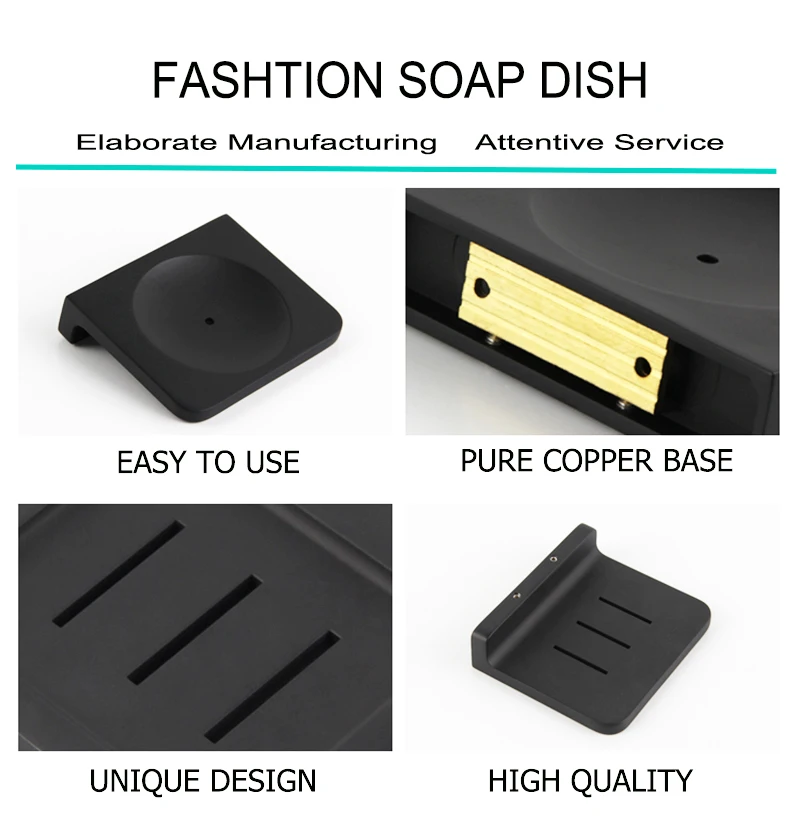 Soap Tray-Soap Box Zinc Alloy Finish Wall Mounted Black Soap Holder Wall Soap Dish Shower Soap Holder Toilet Soap Holder