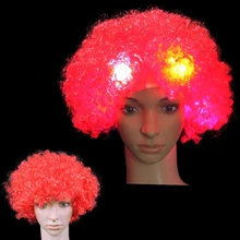 Наряды взрывные стили светодиодные парики вьющиеся волосы футбольные вентиляторы вечерние головные уборы украшения для дня рождения карнавал Рождество