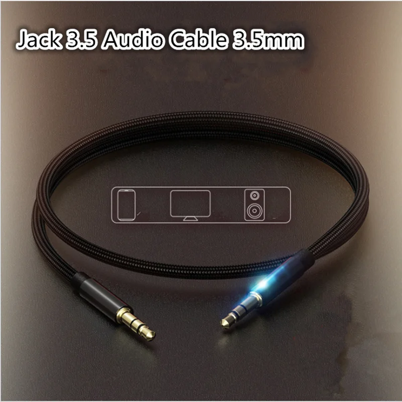 Braided Jack 3.5 Audio Cable 3.5mm Line Aux Cable for iPhone 6 Samsung