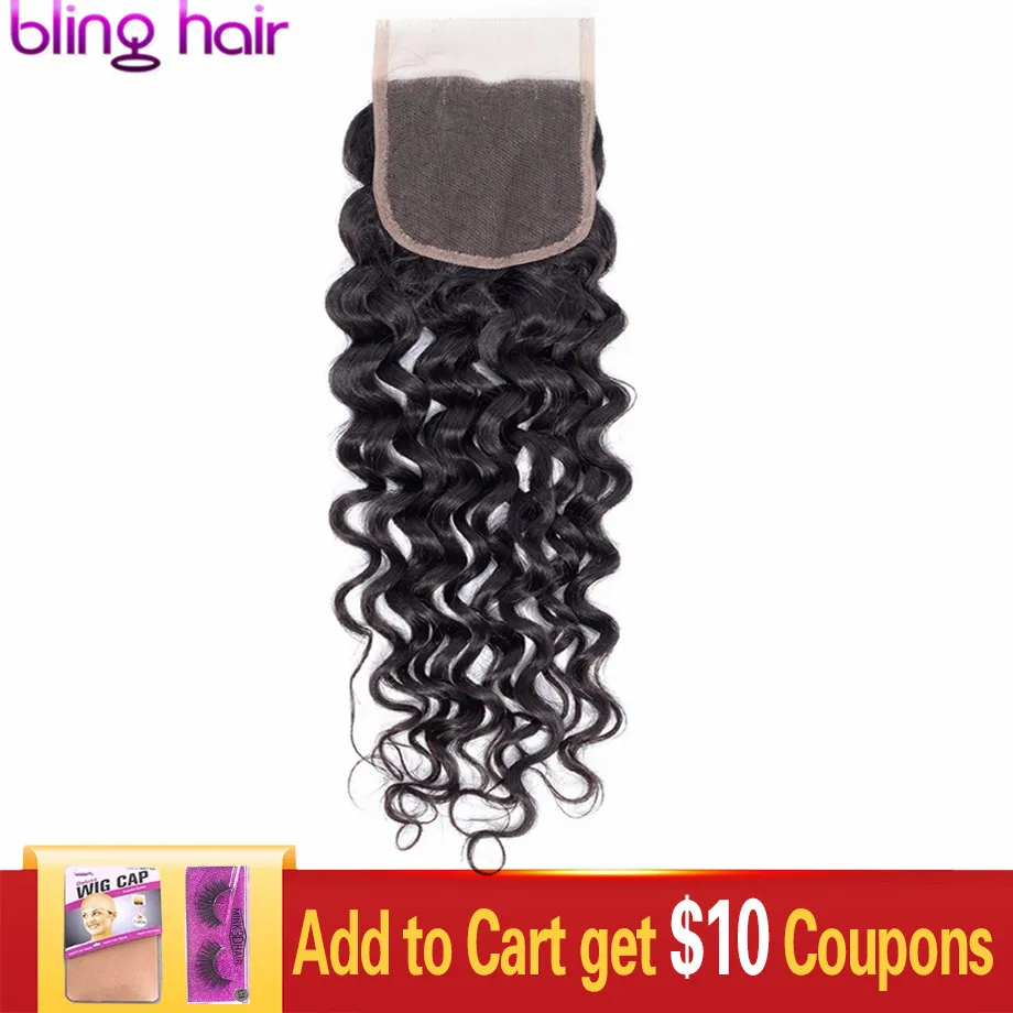 Bling Hair-extensiones de pelo brasileñas con onda de encaje, accesorio capilar de Color Natural con ondas de encaje, 4x4, Envío Gratis