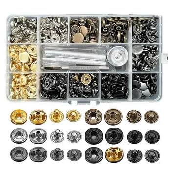 

120 Sets Snap Fastener Tool Kit, Metal Snaps Button Leathercraft Rivets Press Studs, 12.5mm Leather Snap Fastener Tools Kit Doub