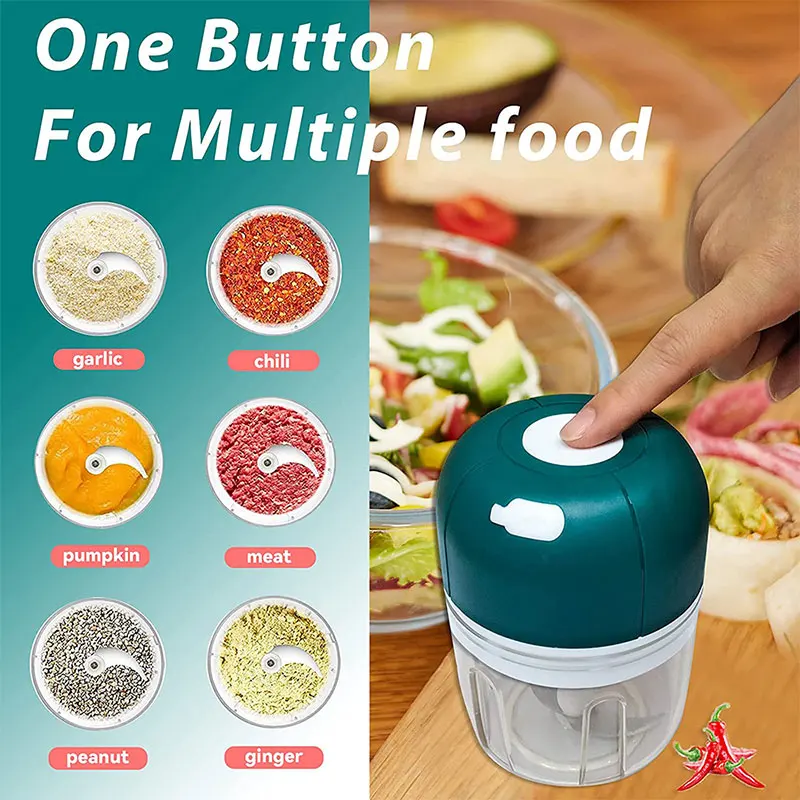 Electric Mini Food Chopper,Electric Garlic Processor,Mini Baby  Supplementary Food Blender, Wireless Portable Waterproof USB Charging Food  Mixer 