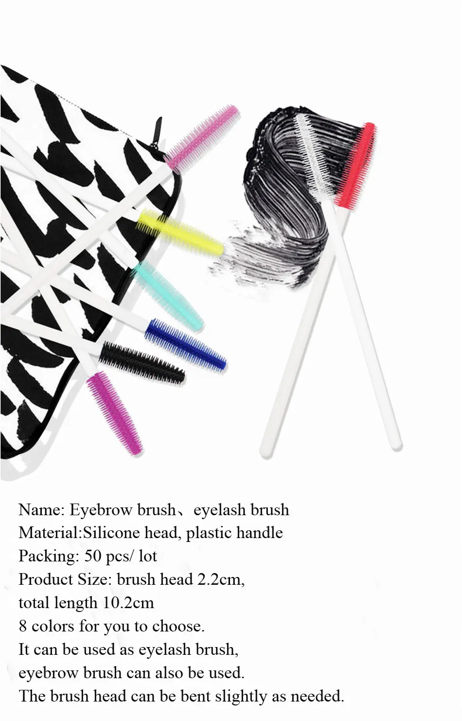 50 шт. белая палочка для макияжа щеточки одноразовые пластиковые ручки для бровей аппликатор кисти для бровей силиконовые наборы для наращивания ресниц