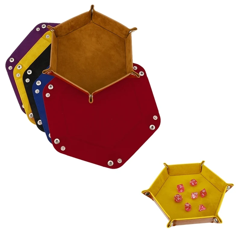 6 цветов из искусственной кожи складной шестигранный кости лоток фиолетовый