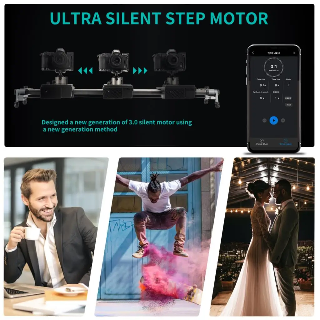 Camera Track Slider YC Onion Hot Dog Generation 3.0 Camera Slider 60cm/80cm/100cm/120cm Bluetooth App Control Motorized Slider For Gimbal Camera