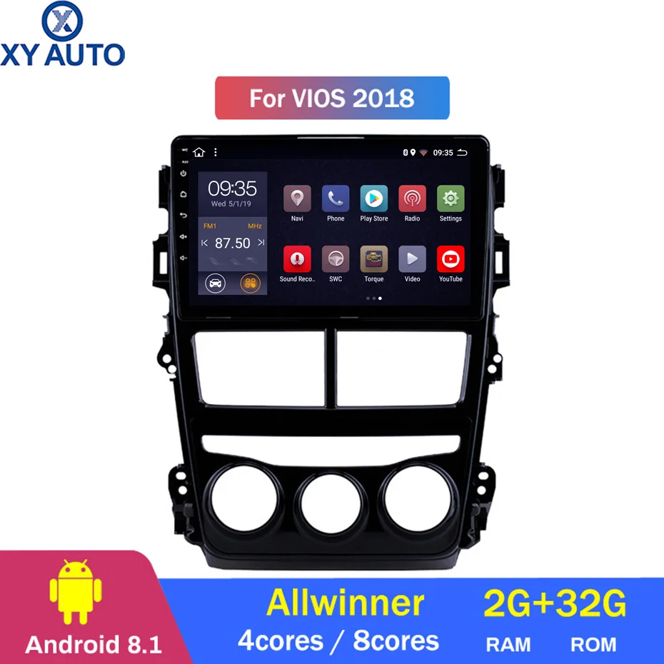 9 дюймовый 2.5D IPS HD мультисенсорный экран Android 2018 2 Гб ОЗУ 32 ПЗУ NAVI с BlueTooth USB WIFI SWC для