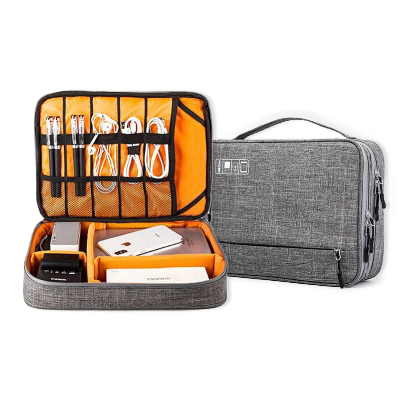 

TUUTH Multi-function Cable Storage Bag Double-layer Large Capacity Electronic Accessories Pouch Case For Hard Disk Power Bank