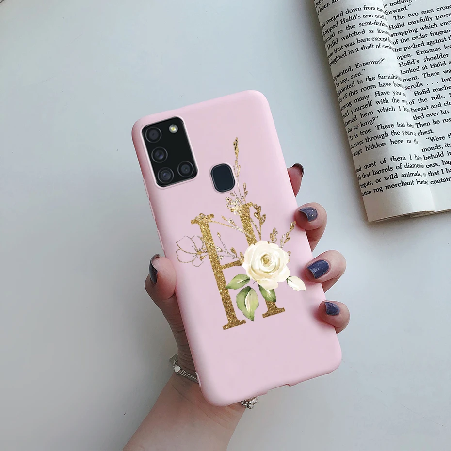 Cute Letter Silicone Soft Phone Case Cover for Samsung Galaxy A21s, 6.5'' Coque s