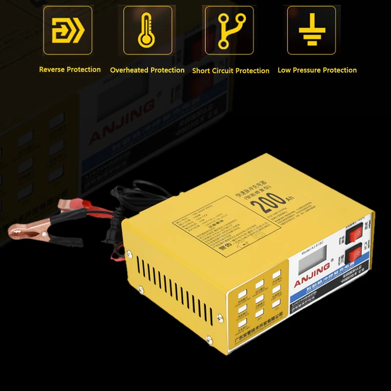 ☞Pro 12/24V 200AH электрический автомобиль сухой и влажной Батарея Зарядное устройство интеллигентая(ый) Пульс Ремонт