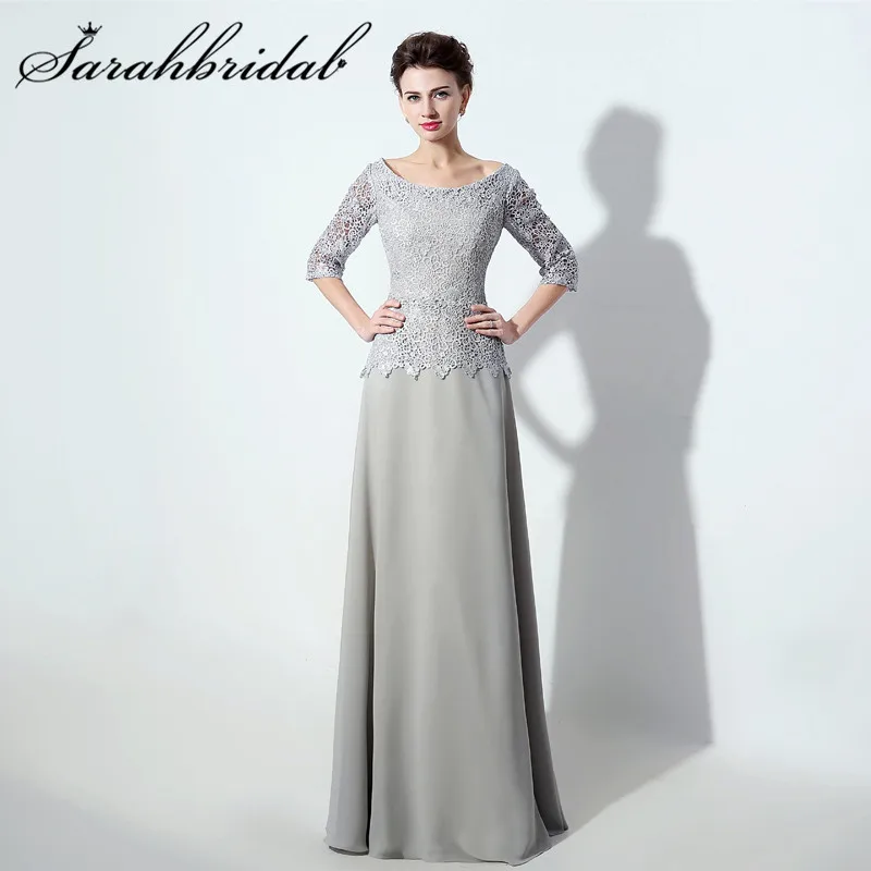 

Элегантные серые платья для матери невесты, кружевные шифоновые платья до пола для гостей свадьбы, женское вечернее платье, свадебное платье, SD338