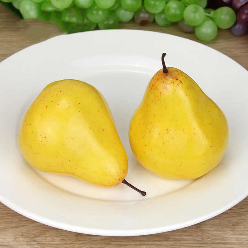 

6pcs Plastic Artificial Pears Faux Fruit Simulation Photograph Props Shop Decor