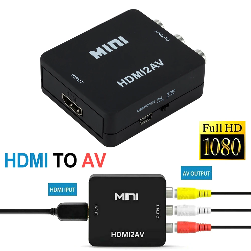 Адаптер HDMI в AV/RCA CVBS HD 1080P видео L/R аудио RCA преобразователь HDMI2AV поддержка NTSC PAL для