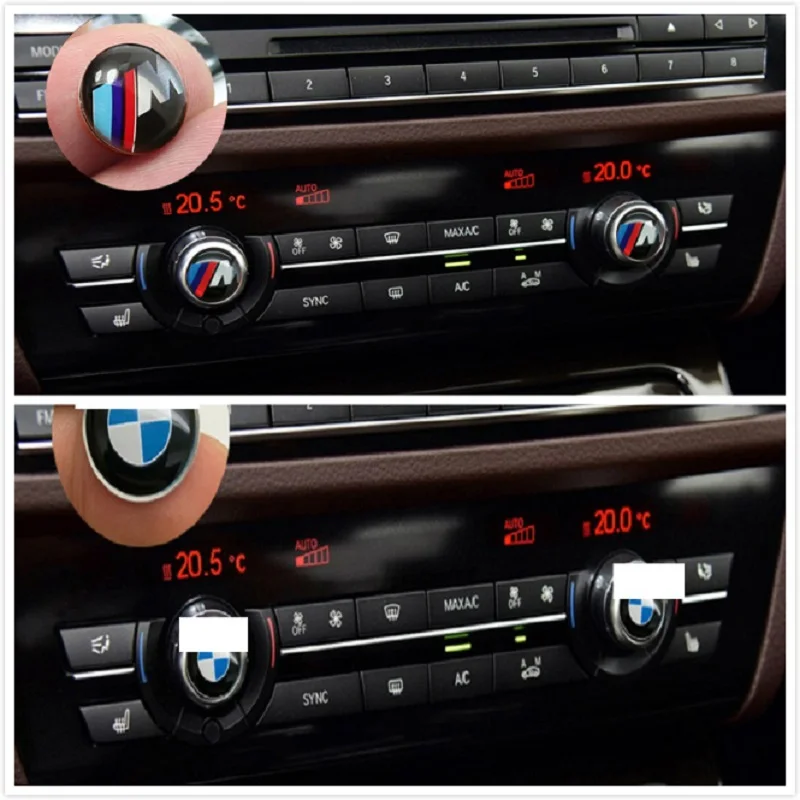 

2pcs Car air conditioning knob sticker Car Button Logo Sticker For BMW X3 X4 X5 X6 SUV 1 2 3 4 5 6 7 series stickers accessories