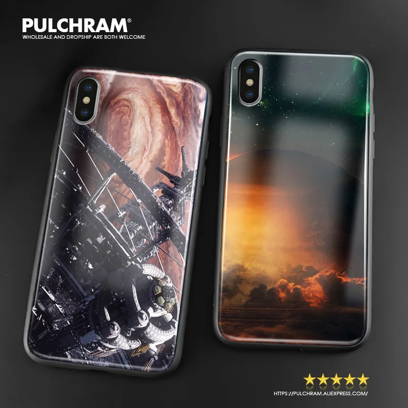 Outer space station atmosphere Soft Silicone Tempered Glass Phone Case Shell For Apple iPhone 6 6s 7 8 Plus X XR XS 11 Pro max | Мобильные