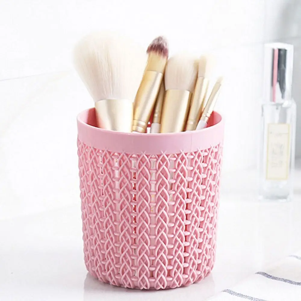 New Office Organizer Plastic Container Desktop Cylinder Hollow Pen Storage Box Pencil Brush Pot Pen Holder Makeup Brush Home