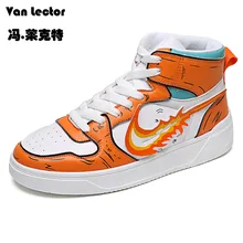 Мужская обувь; популярная стильная обувь для скейтборда; Высокая мужская обувь на плоской подошве с изображением карманного монстра; модная мужская обувь; Sapatos Ho; s Chaussures