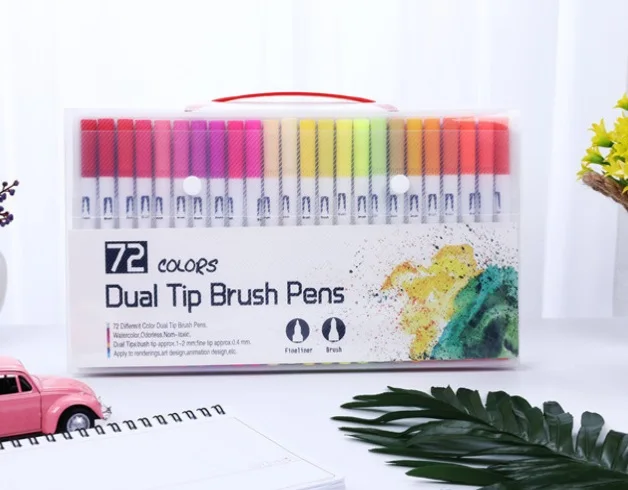 120 цветов, FineLiner, высокое качество, рисование манга, рисование акварелью, художественные маркеры, ручки с двумя кончиками, кисточка, школьные принадлежности - Цвет: 72 Colors White