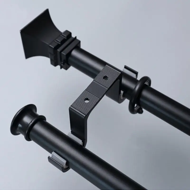 2020 New 2pcs Double Curtain Rod Brackets Window Hardware Hook Holder Hanger Home Decor afbeelding