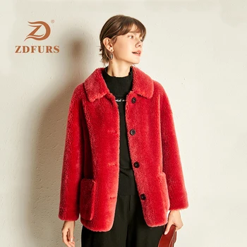 

2019 New Winter Women Real Wool Fur Coat Collar Buckle Warm Jacket Sheep Shearling Girl Fur Coats Lady Short Jackets Fashion