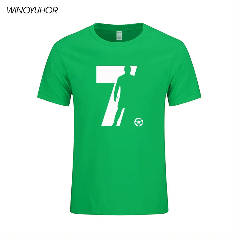 Новая мода, Криштиано Роналду, футболки, мужские летние с коротким рукавом, хлопковые топы, мужские CR7, футболка, Барселона, футболка «футболист» - Цвет: Green