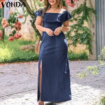 

Fashion Women's Summer Sundress VONDA Bohemian Short Ruffle Sleeve Casual Loose Dress Female Plus Size Maxi Long Vestidos S-5XL
