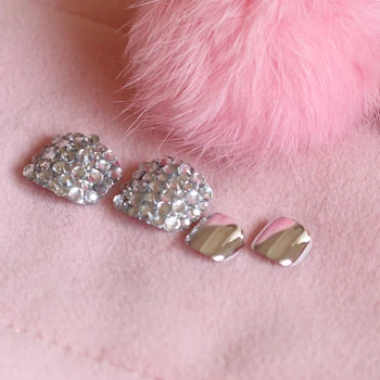 

24pcs latest crystal diamond candy color handmade toenail fake nails Silver