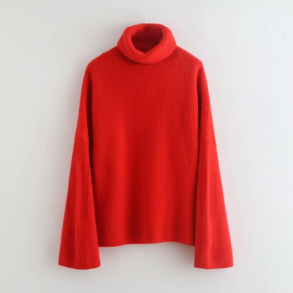 

2019 fashion women sweaters turtleneck female solid loose sweater vintage pullover oversized basic knitted women sweater tops