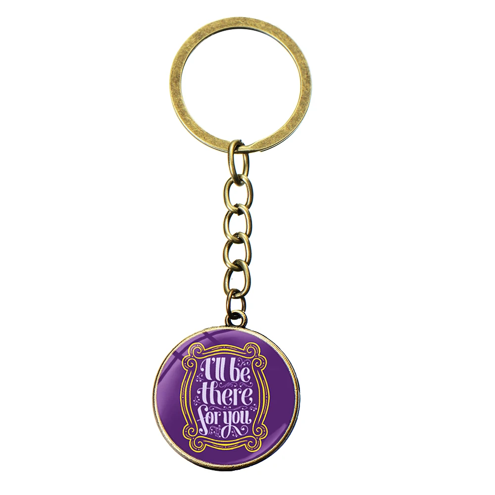 SONGDA Newest Friends TV Show Keychain 25th Anniversary Series Cartoon Fun Pattern Glass Dome Pendant Key Chain for Good Friend - Цвет: Style 17