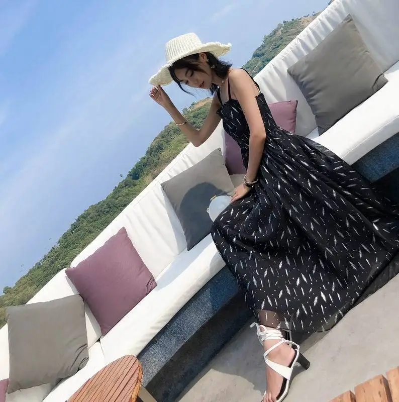 

Dress 2018 Korean-style Slimming Printed Bohemian Seaside Strapped Dress Beach Skirt Women's Summer
