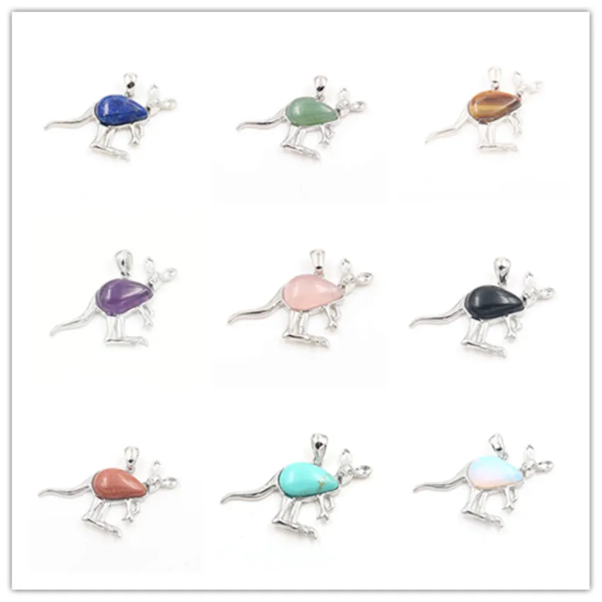 FYJS уникальный в форме кенгуру зеленый авантюрин ювелирные изделия этническом