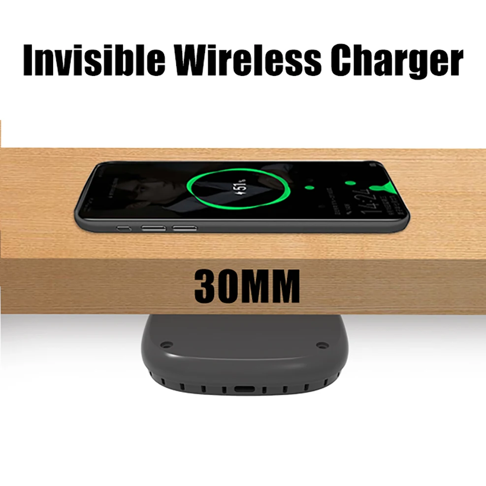 

Qi Invisible Wireless Charger Long distance 30MM Table Wireless Charging Base for iPhone 11 XS Max XR Samsung S20 Xiaomi HuaWei