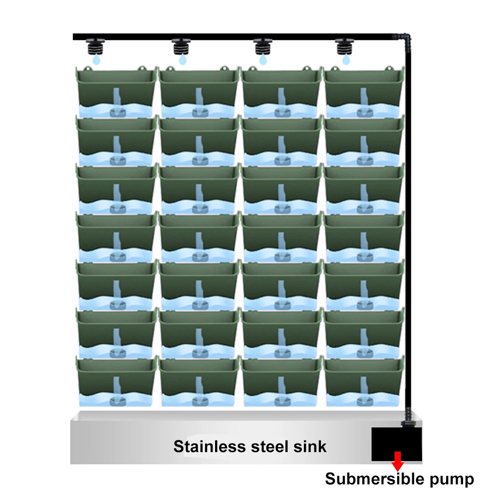 4 pcs Self Watering Flower Pot Stackable Wall Planter Garden Plastic Pots Wall Hanging Vertical Succulents Plant Bonsai Pot Home