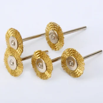 

100PCS 25mm Brass Wire Wheel Brushes Dremel Accessories Mini Drill Polishing Grinding For Grinder Rotary Tools 3.17mm Shank