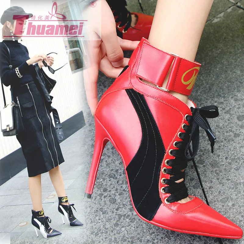 

Color Sharp With Boot Genuine Leather Short Boots