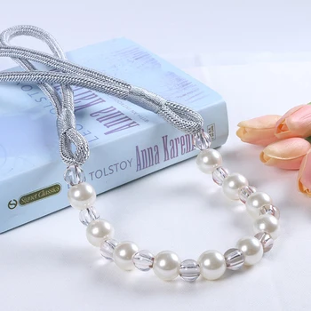 

1PCS Beaded Rope Clips Elegant Curtain Tieback Decorative Buckle Holdbacks Home Accessory Strap Living Room Pearl Window Holder
