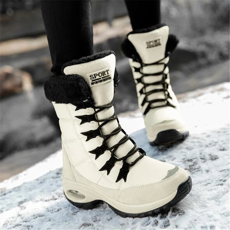 Botas nieve de media caña mujer, cómodos impermeables con cordones, calidad de abrigo, para invierno|Botas de nieve| - AliExpress