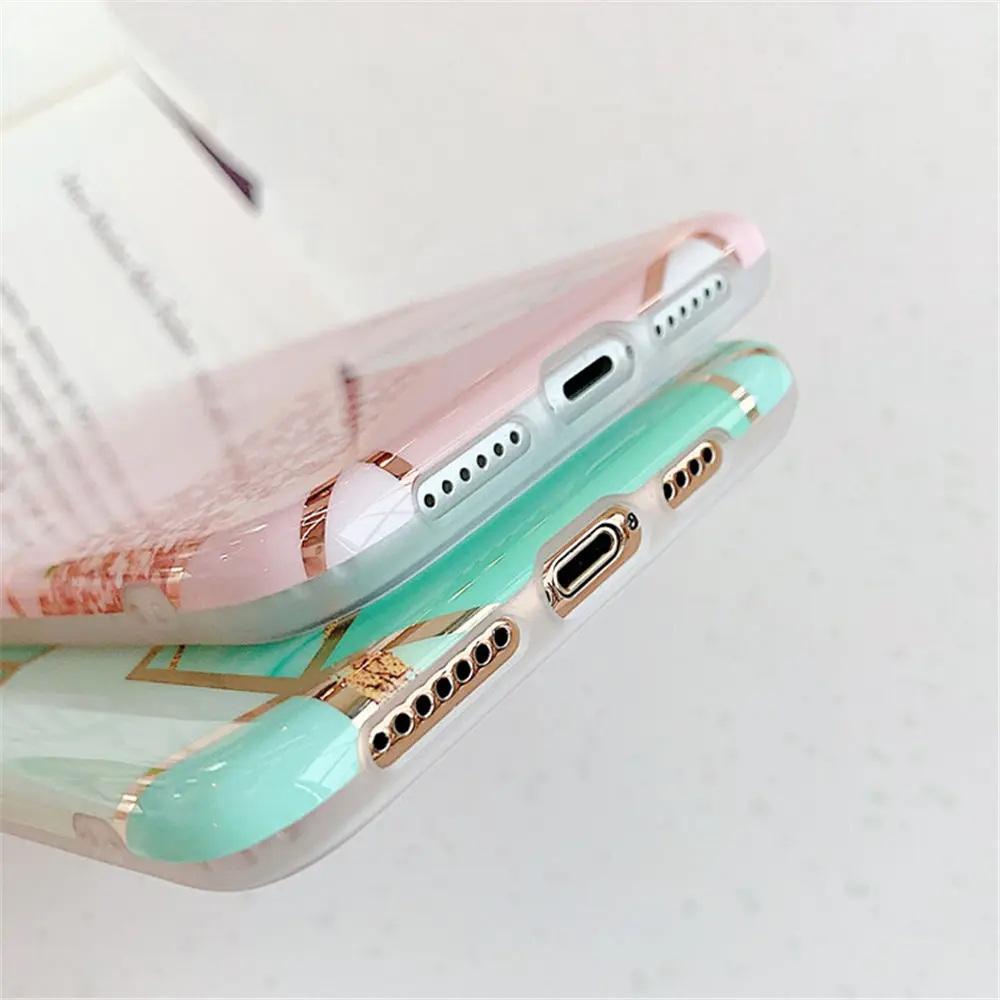 Lovebay Геометрическая мраморная текстура чехол для iPhone 7 8 6 6s Plus X XR XS Max 11 Pro чехлы для телефонов покрытие мягкий IMD задняя крышка