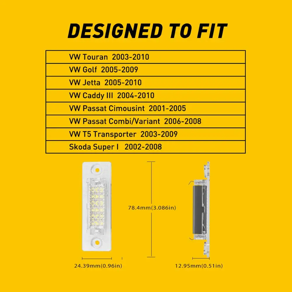 2 шт. ошибок светодиодный номерной знак светильник противотуманные огни для VW Golf Jetta Passat T5 транспортер автомобиля Skoda Подсветка регистрационного номера