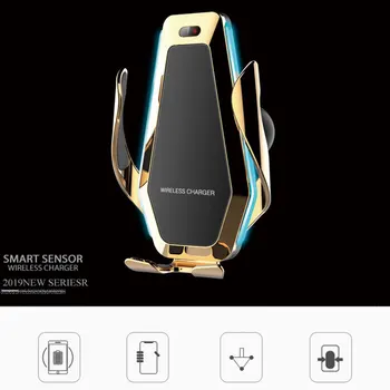 

R1 Automatic Clamping 10W Car Wireless Charger For iPhone Xs Huawei LG Infrared Induction Qi Wireless Charger Car Phone Holder 5