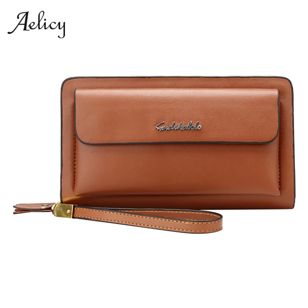 

Aelicy New Men Leather Wallet High Quality Zipper Wallets Men Long Purse Male Clutch Phone Bag Wristlet Coin Purse Card Holder